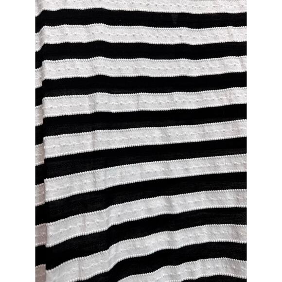 FDJ Women's 3/4 Sleeve Striped Blouse Tie Up  Black White Size Large - Picture 6 of 9